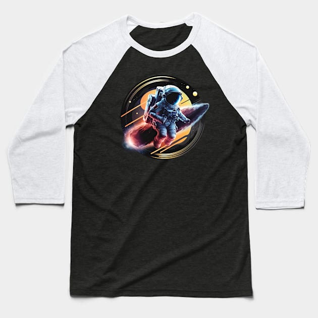 Lonely Astronaut on Comet in Space Baseball T-Shirt by ArtMichalS